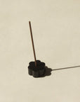 black flower brass incense holder with floral Japanese incense