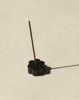 black flower brass incense holder with floral Japanese incense