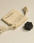black flower incense holder with pouch