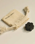 black flower incense holder with pouch