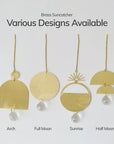 4 different designs of suncatcher: arch, full moon, sunrise, half moon