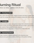 Three-step Burning Ritual guide include focusing on intention, smudging, and expressing gratitude