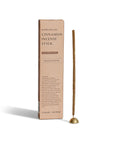 Cinnamon incense stick with brown box and brass holder from Cedar and Myrrh