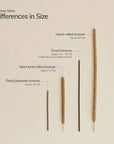 different sizes of incense sticks, each providing a unique burn time and aromatic experience