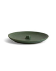 ceramic incense holder plate in green, designed to catch ash and safely burn incense