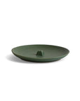 ceramic incense holder plate in green, designed to catch ash and safely burn incense