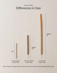 different size of incense sticks: floral Japanese incense - 2.6" / mini hand-rolled incense - 4.2" / hand-rolled incense - 8"