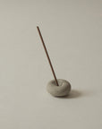 made of ceramic, mini pebble grey incense holder with floral Japanese incense stick