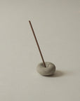 made of ceramic, mini pebble grey incense holder with floral Japanese incense stick