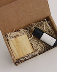 packaging showcasing a palo santo wood diffuser and 10 ml essential oil , beautifully presented for a serene experience