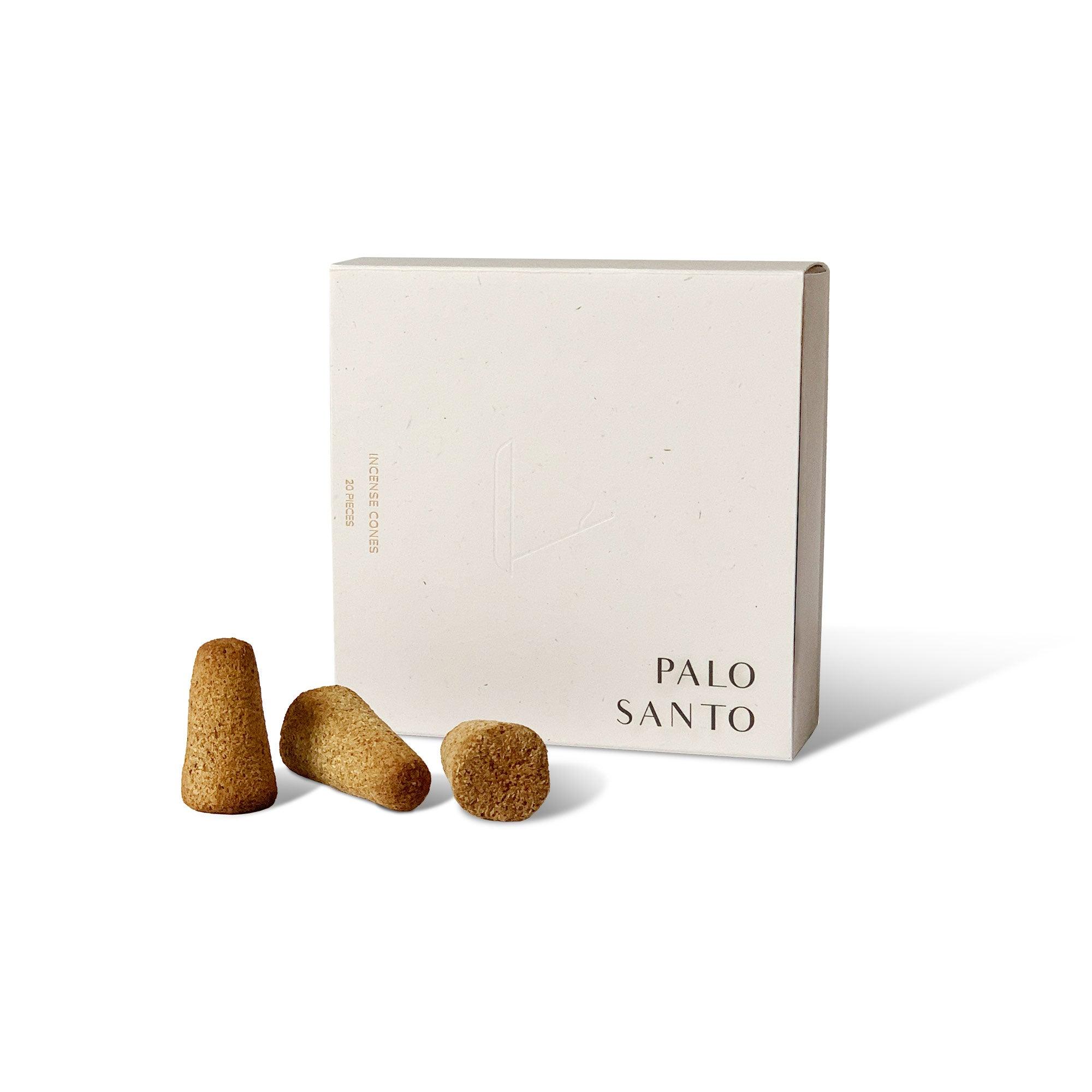 3 pieces of palo santo incense cones and the package