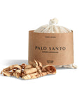 palo santo bath flakes with mesh pouch and some palo santo bath flakes in front