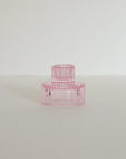 Rose Pink Glass Taper Candle Holder Set