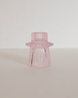 Rose Pink Glass Taper Candle Holder Set