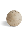 Rustic travertine sphere burner for incense and smudging, offering a natural stone aesthetic for serene space