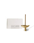 White Sage incense stick standing in a brass incense holder with ash catcher with a box of 30 sticks