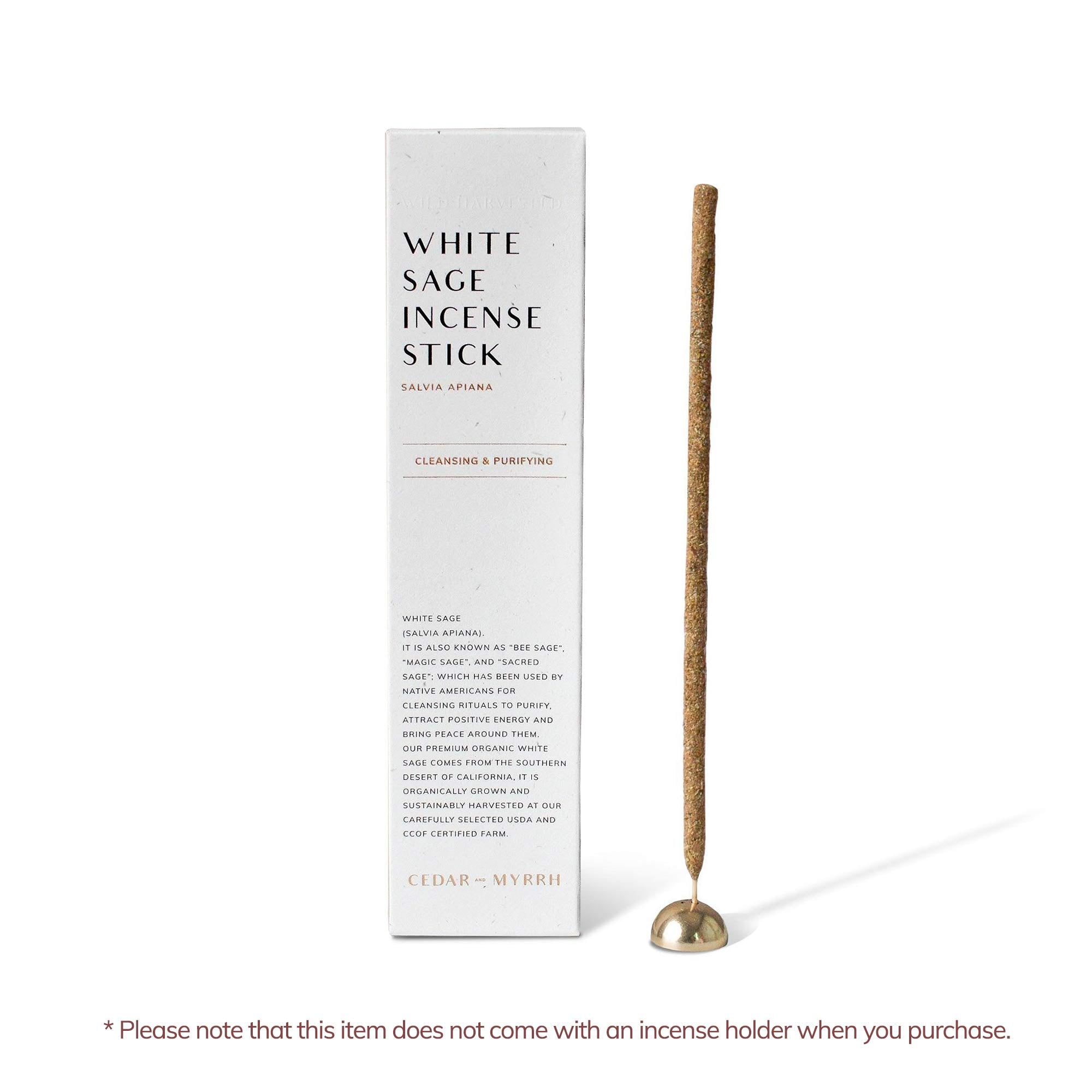 White Sage Hand-Rolled Incense Stick | Cedar and Myrrh