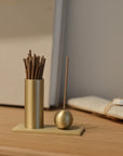 Cylinder & Sphere Brass Incense Holder