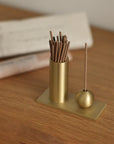 Cylinder & Sphere Brass Incense Holder