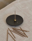 Japanese Incense on the ellipse incense holder and ceramic incense plate