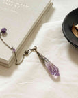 Handcrafted amethyst pendulum with bronz chain