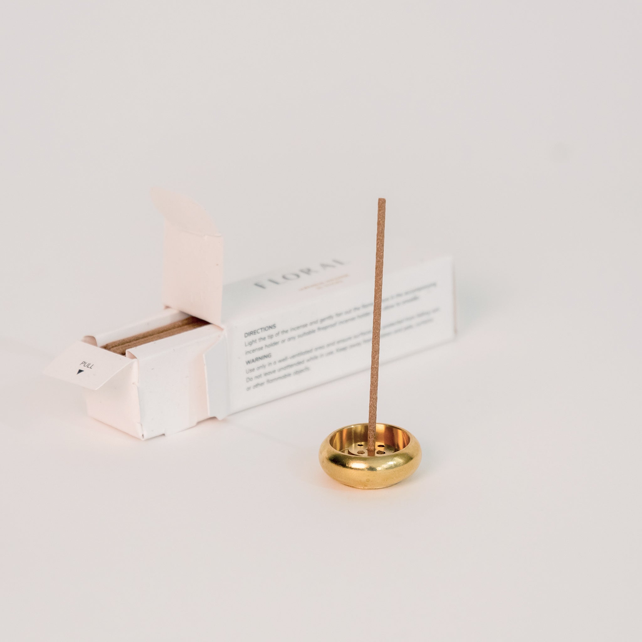 Elegant brass incense holder with ash bowl, perfect for mini and Japanese incense sticks