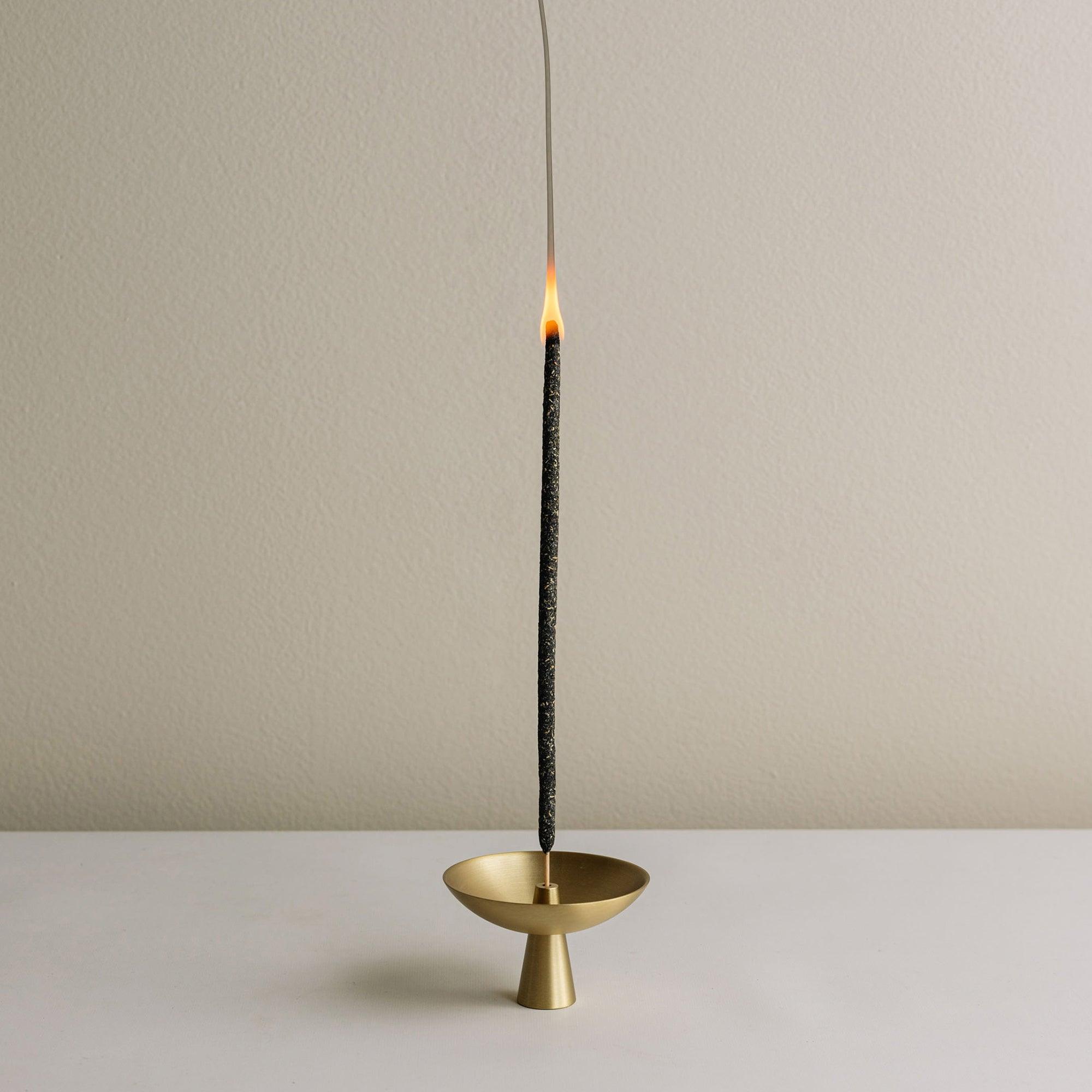 copal incense and incense holder with ash catcher made of brass