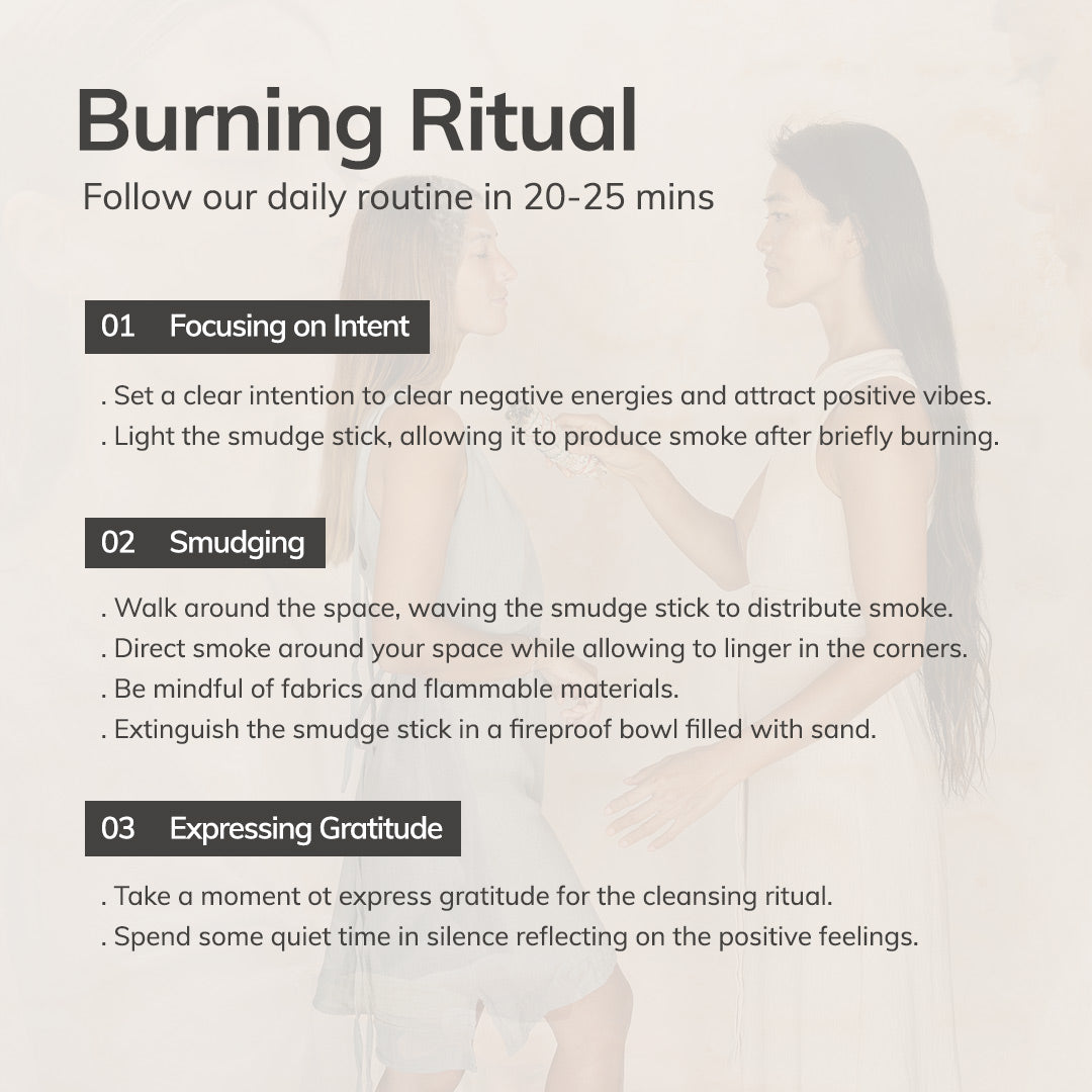 Bullet list suggesting a daily routine of smudging ritual with incense cones