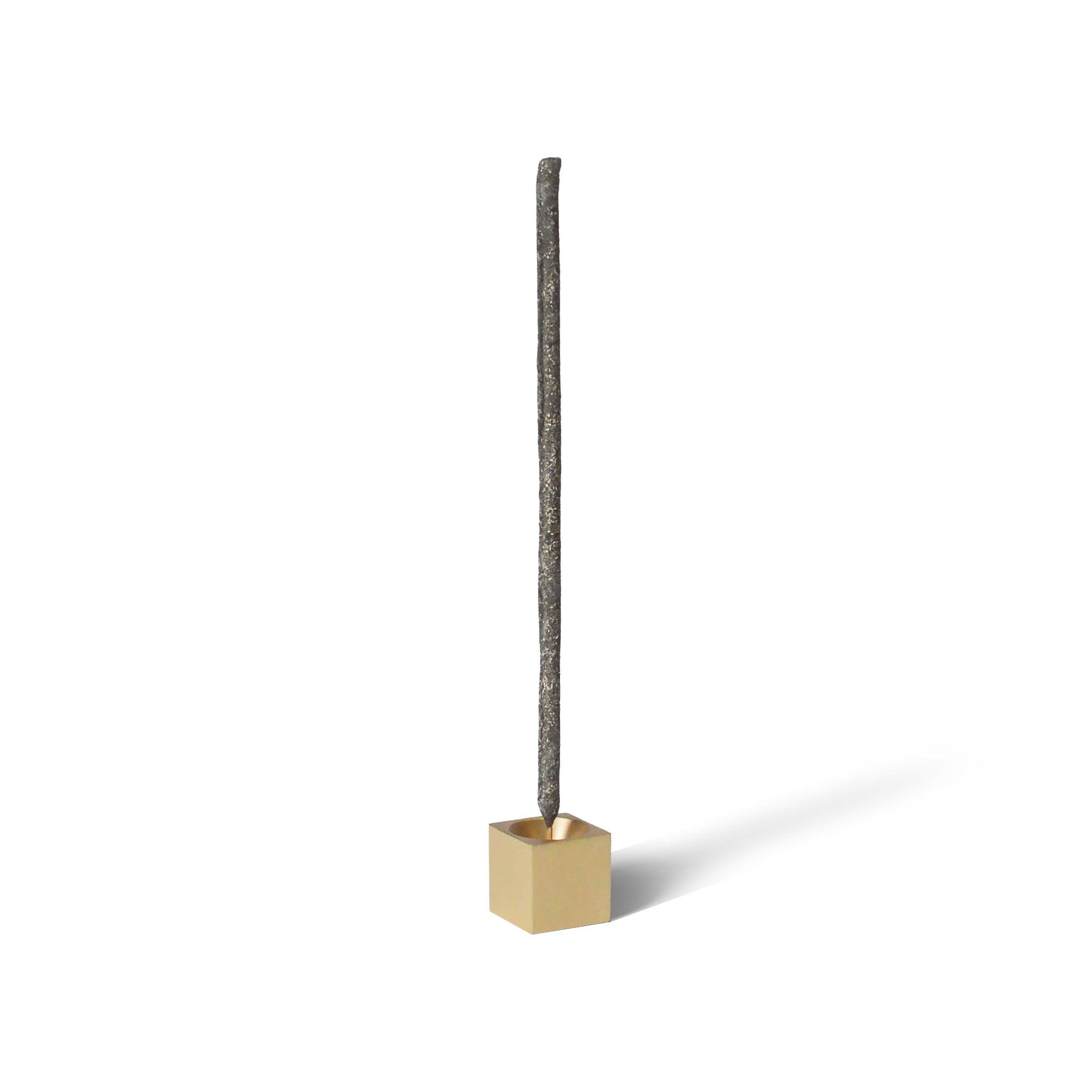cubic incense holder with a brass