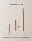left: Japanese incense:  2.6" / center: mini hand-rolled incense: 4.2" / right: hand-rolled incense: 8"