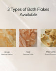 different types of bath flakes such as Hinoki, Sugi, Palo Santo