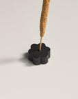 flower black coated brass incense holder with incense stick