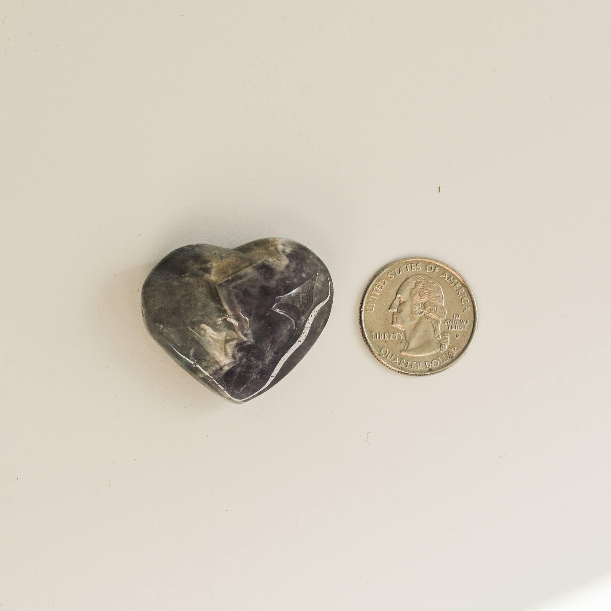 heart amethyst phantom quartz and coin