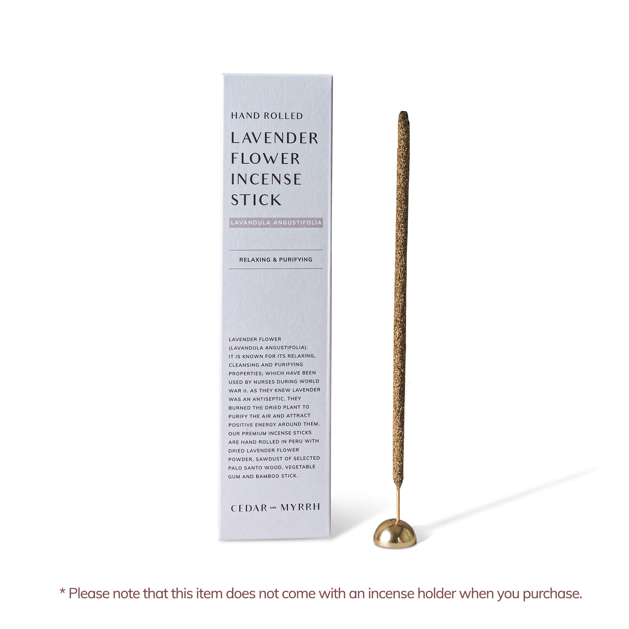 Incense stick of lavender with package and incense holder.