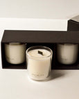 3 mini wellness candles on the gift box