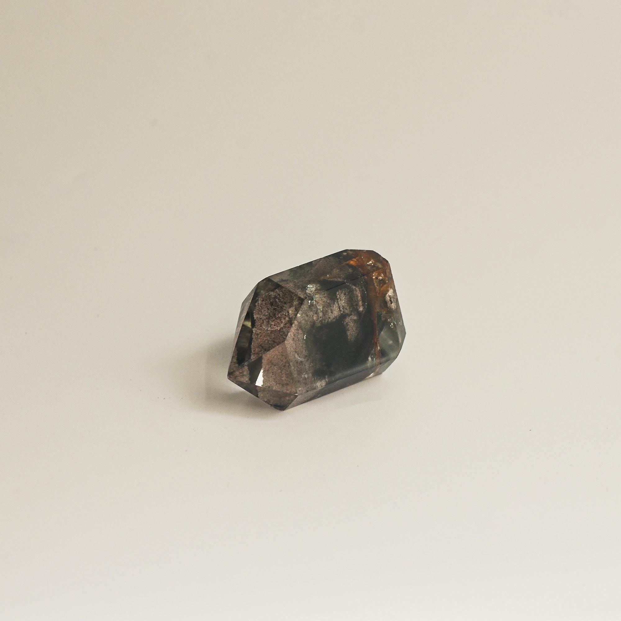 top view of phantom quartz in hematite