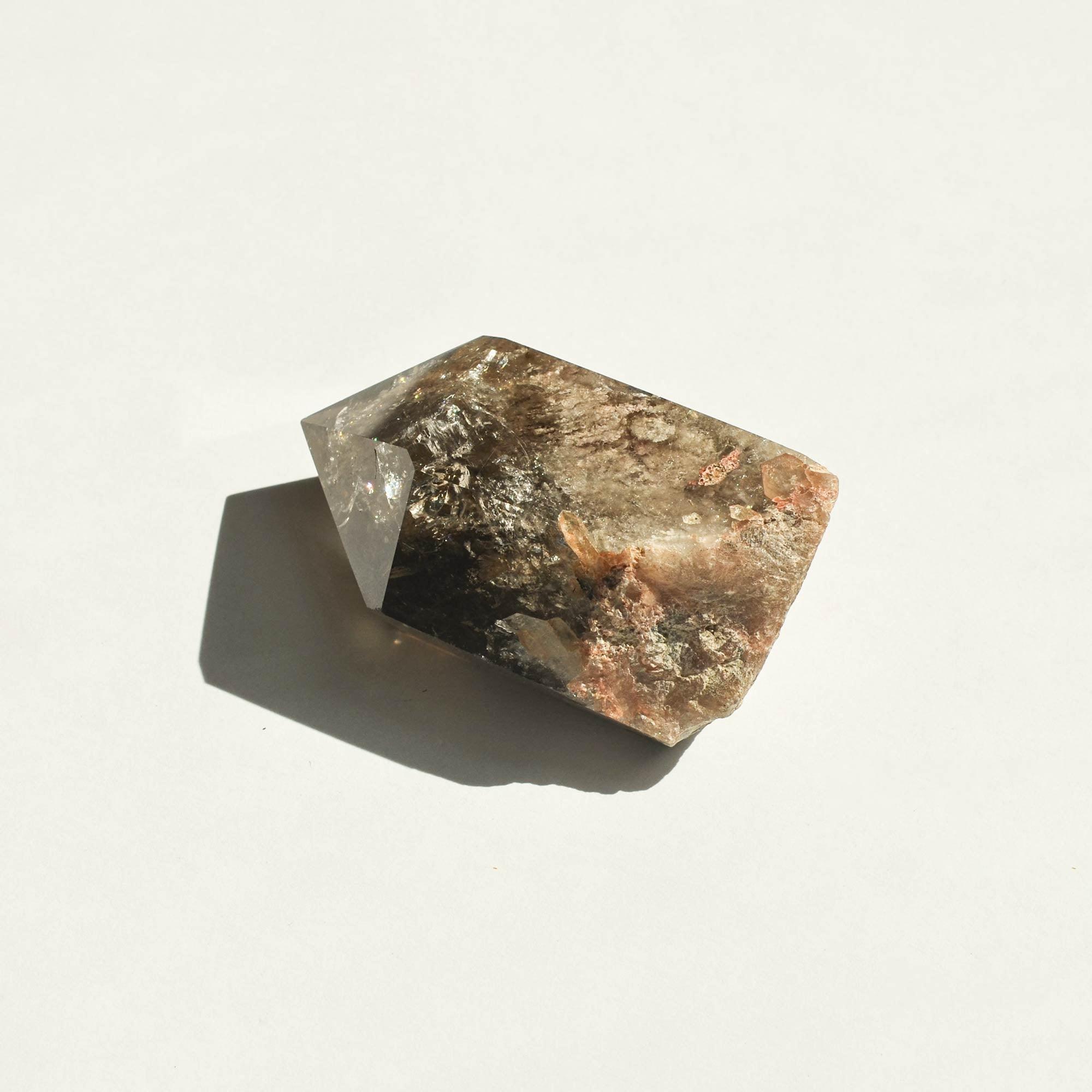 top view of large hematite phantom quartz