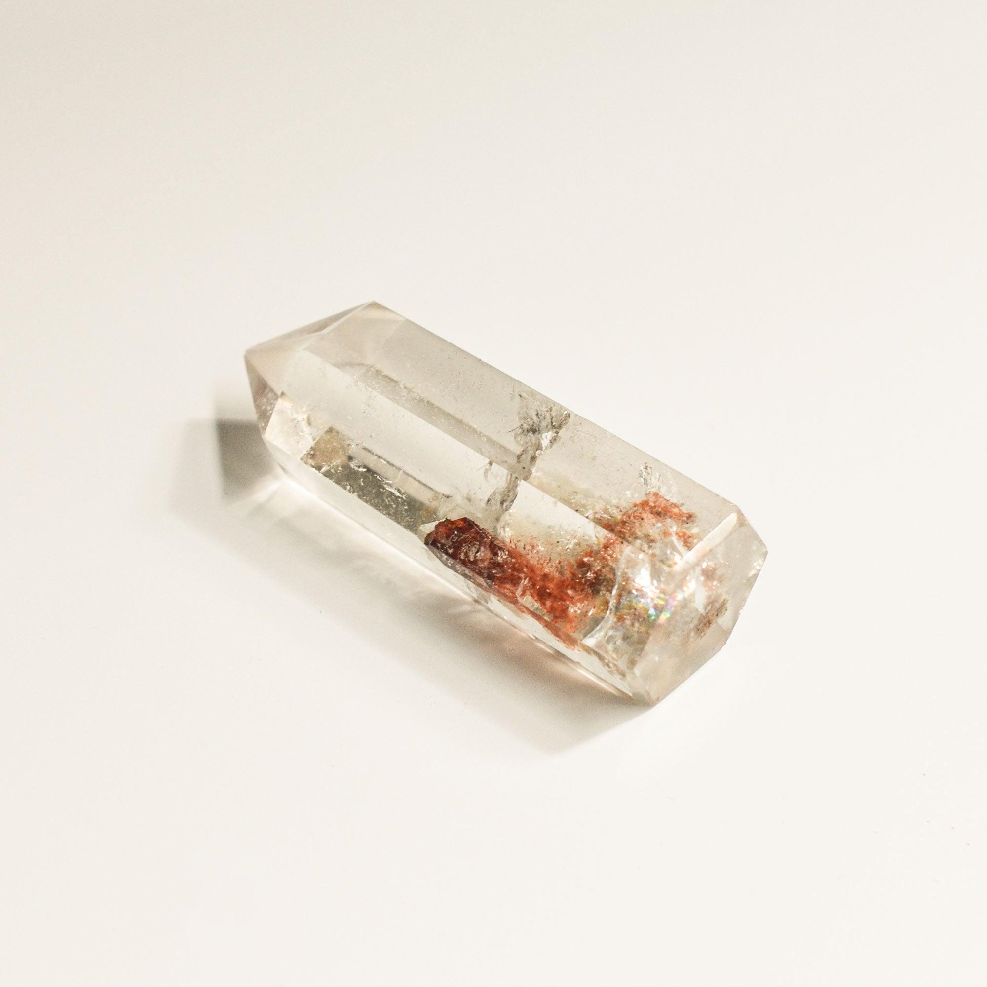clear crystal of phantom quartz in rear version