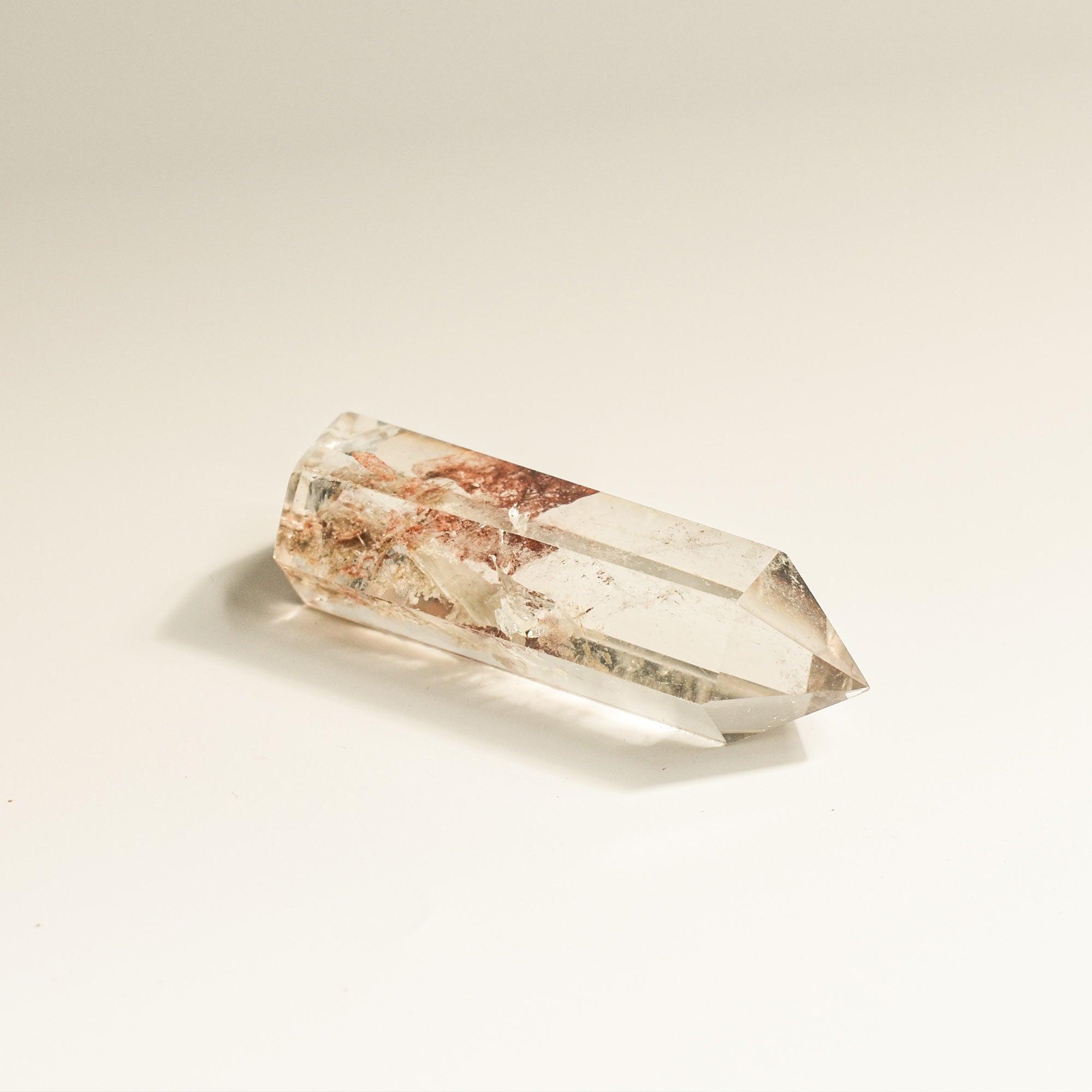 phantom quartz in a long transparent with red pattern