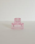Rose Pink Glass Taper Candle Holder Set