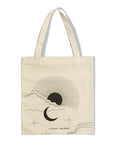 mindful canvas tote bag with sun and moon illustration