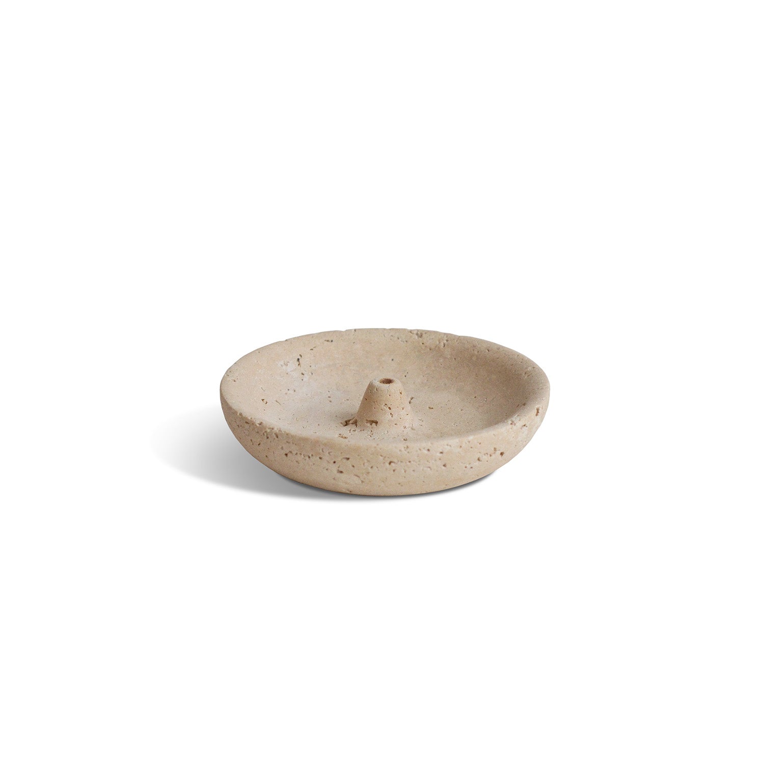 travertine wheel-thrown incense holder with color beige