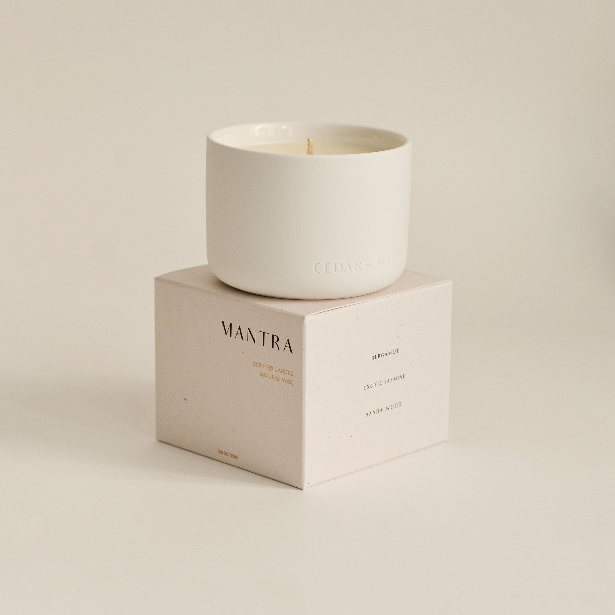 wellness candle on the packaging box