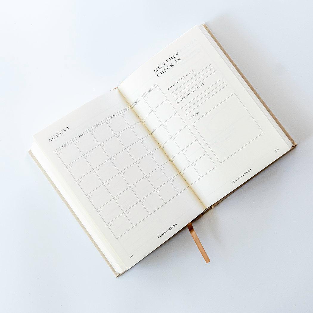 page of monthly check in on wellness journal